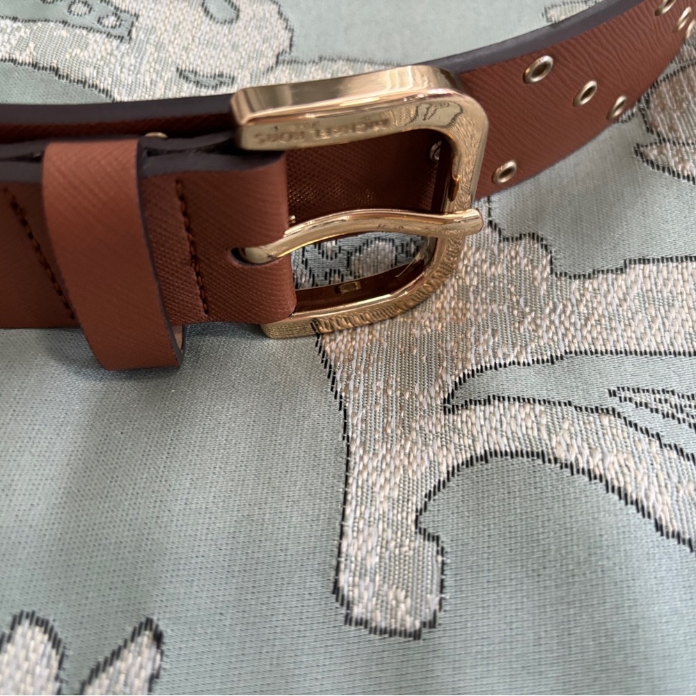 Tan Leather Belt with Multiple Hole michael kors